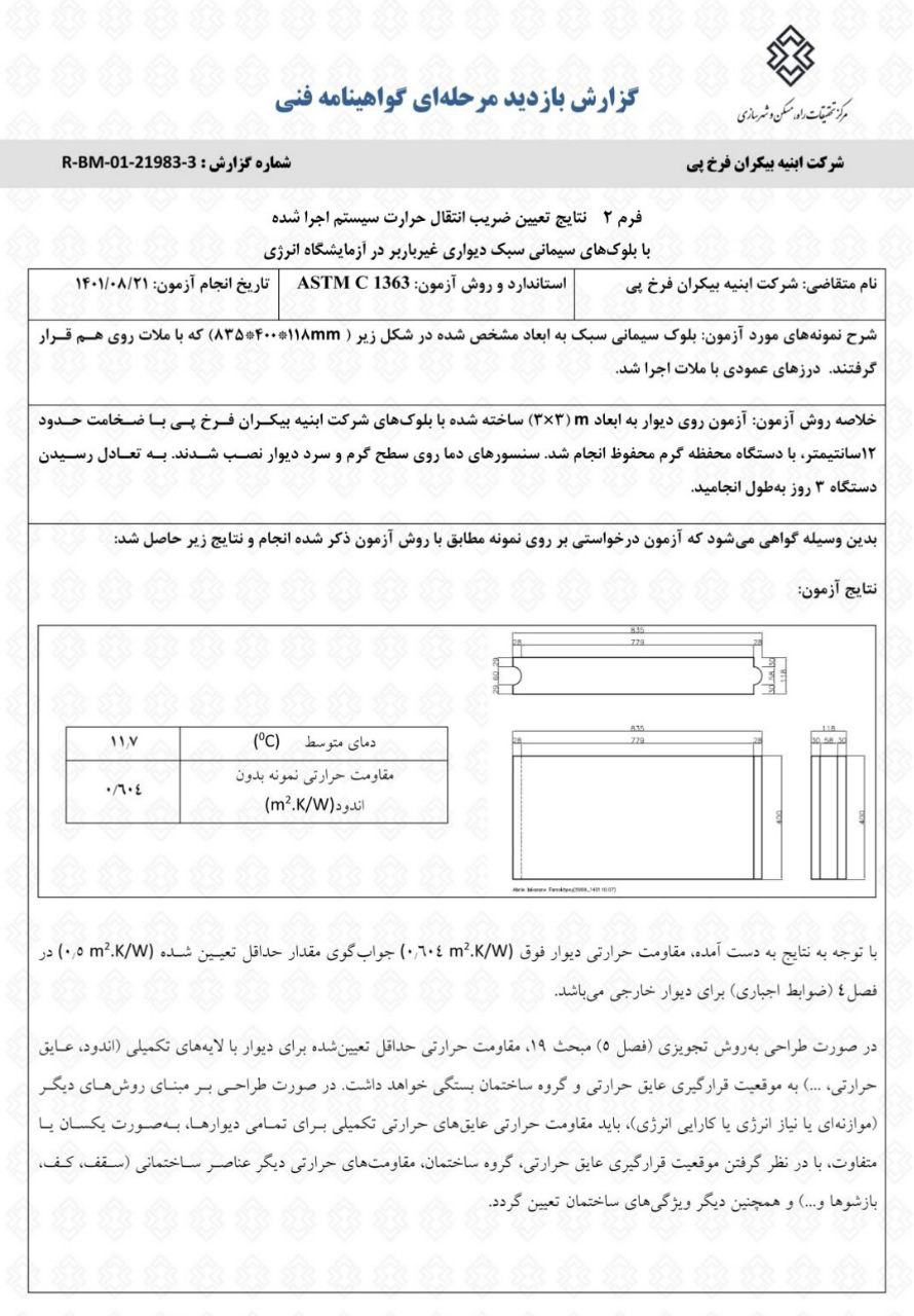 تعیین مقاومت حرارتی بلوک والاکس