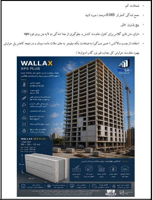 مقاومت حرارتی بلوک والاکس Wallax XPS Plus