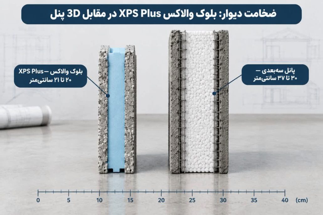 ۱. ضخامت دیوار والاکس و پنل 3D