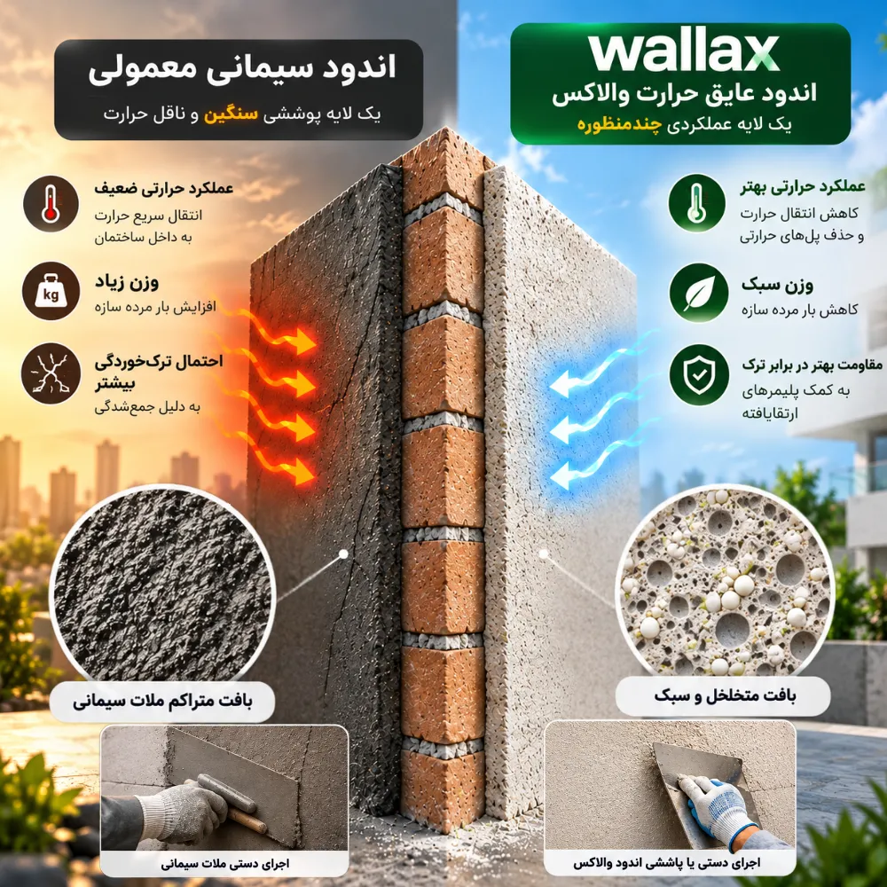 مقایسه ملات سیمانمعمولی از نظر مقاومت حرارت با ملات عایق